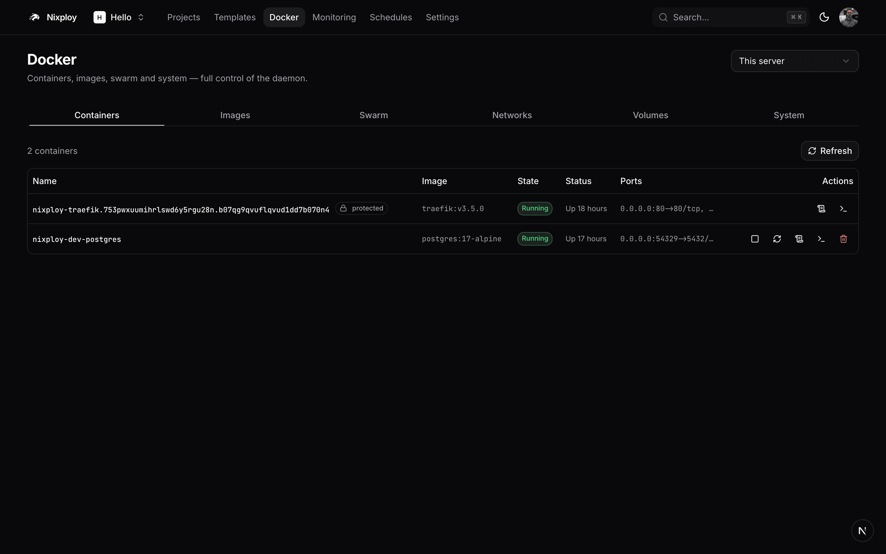 Docker control center